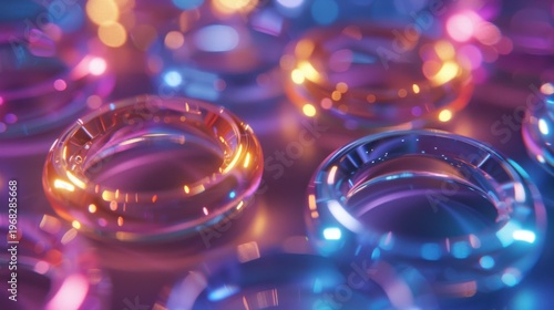 clean minimal mesh rings with soft light dots