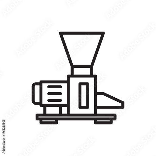 Fish feeder pelletizer icon symbolizing aquaculture tech, representing feed extruder hardware, aquatic nutrition tools, pellet production systems, fish farming gear, and industrial extrusion logistics