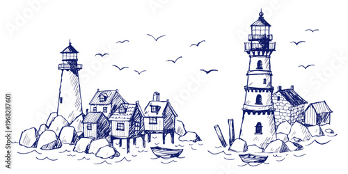 A cartoon vector illustration depicts an ancient Russian Orthodox cathedral with snowy towers and a medieval castle architecture set in a winter village under a bright city sky.