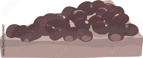 黒糖の水無月のベクターイラスト｜6月・夏越の祓・和菓子（三角ういろう）素材（背景透過）