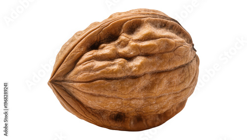 Obraz na płótnie Rough textured brown walnut shell with distinct ridges and grooves, isolated on