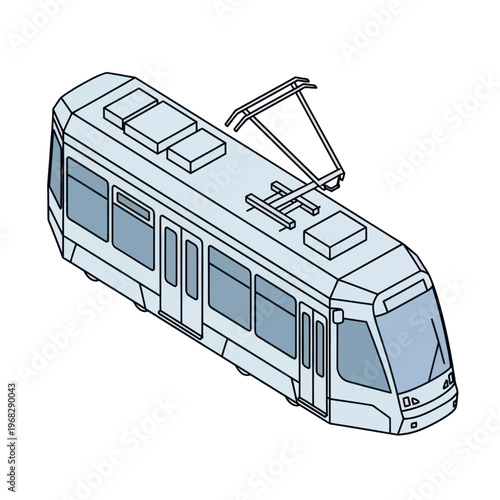 Modern Tram Illustration with Clean Lines.