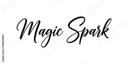Magic Spark. lettering and all elements in black. Vector style. AWhite background. Pure white background. Perfect isolation and visual consistency. Elegant