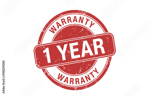 One year warranty stamp a red circular seal guaranteeing product reliability and customer assurance