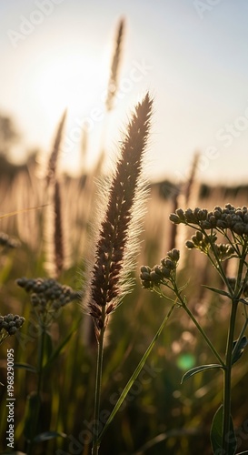 Golden Hour Glimpse - Serene Field of Whispering Grasses.