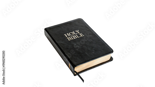 Cuadro en lienzo Black Holy Bible placed on a white surface ready for reading or study at any tim