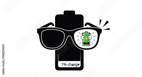 Low battery warning glasses illustration