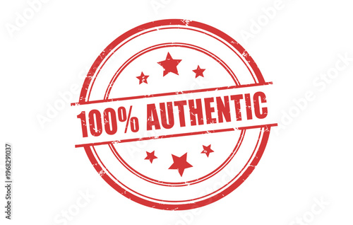 Red stamp with '100 authentic' text and stars indicating genuine quality and verification