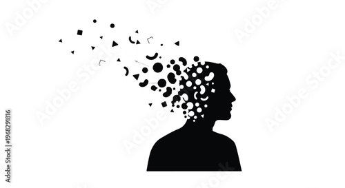 Silhouette of a person with creative thoughts and ideas