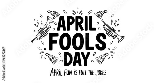 A playful April Fools Day vector graphic with festive illustrations