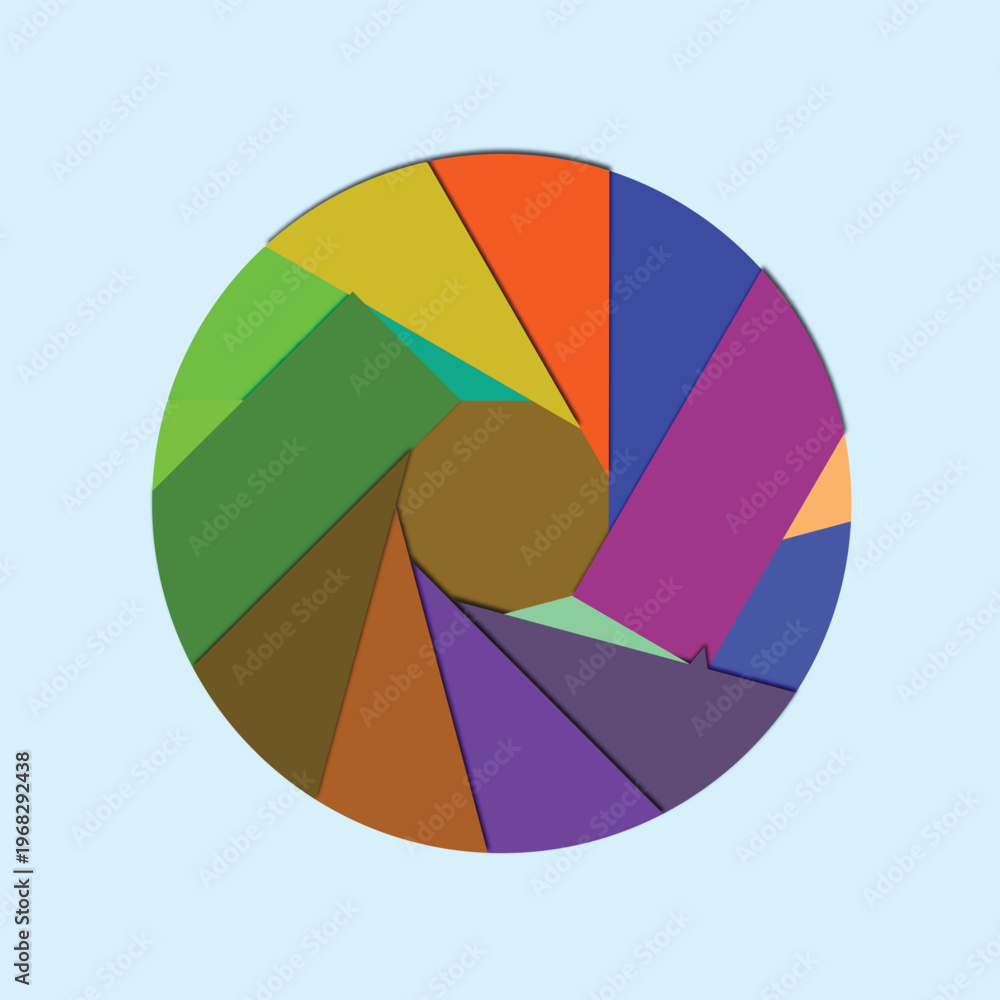 Obraz premium Colorful spiral pie chart with overlapping segments and vibrant hues