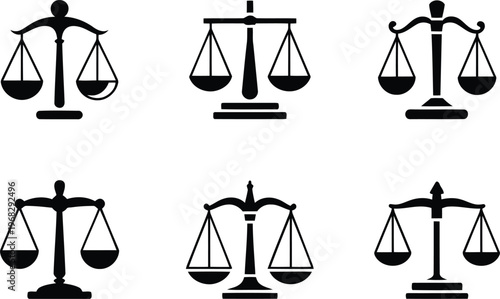 Scales of Justice Vector Icon Set
