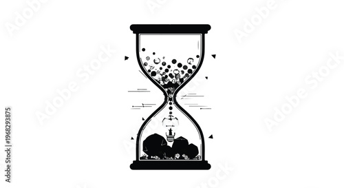 black hourglass with sand timer concept