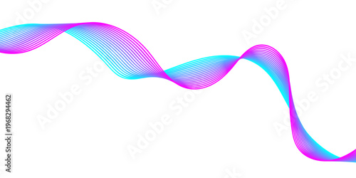 Vector illustration of colorful ribbons and wavy lines with pink and blue curves forming a creative motion design element over a white background
