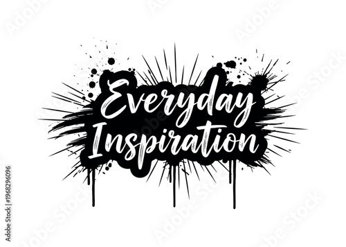 Everyday Inspiration. lettering and all elements in black. Vector style. AWhite background. Pure white background. Perfect isolation and visual consistency.