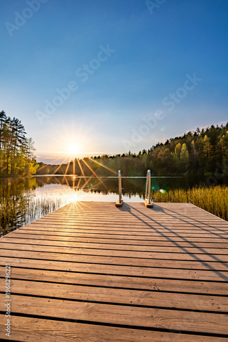 beautiful summer landscape at sunset