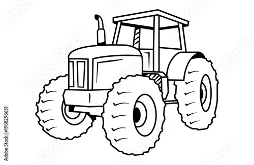Line drawing of a tractor on a white background. Farm tractor vector artwork. 