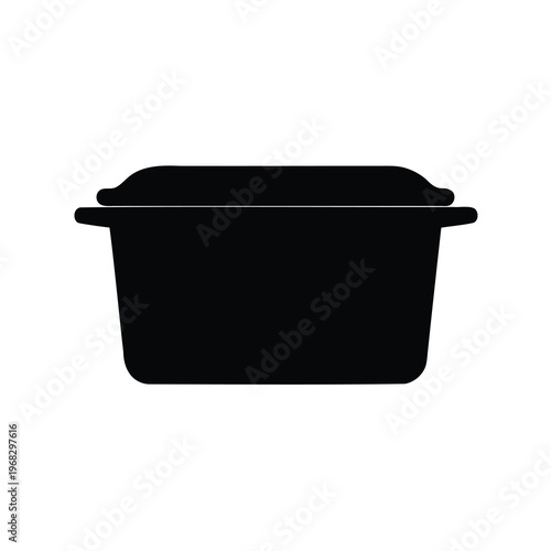 Black silhouette illustration of a food container with lid on white background