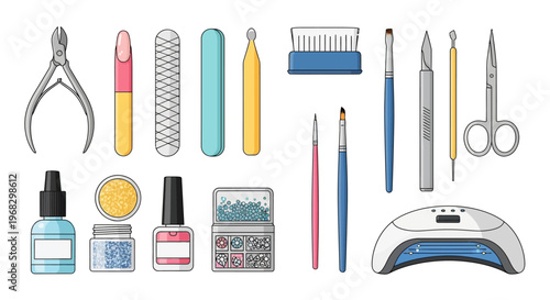 Manicure and Pedicure Tools and Supplies for Nail Care and Beauty Treatments