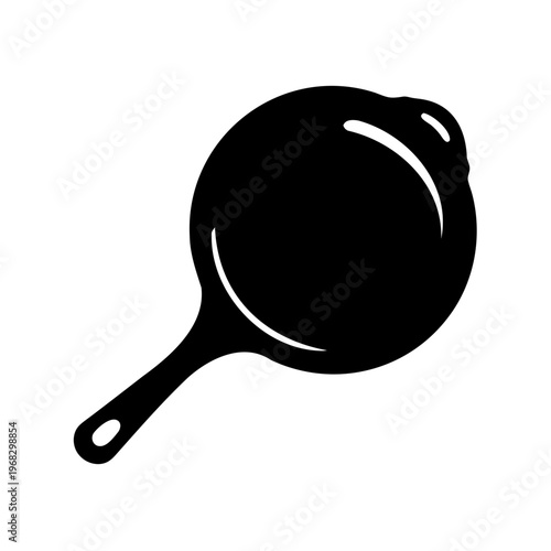 A black silhouette of a classic cast iron frying pan illustration