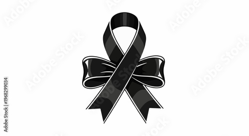 A symbol of mourning, a black ribbon with a bow