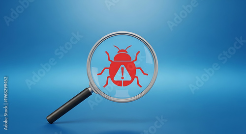 Bug Detection Cyber Threat Alert Magnified Virus Scan
