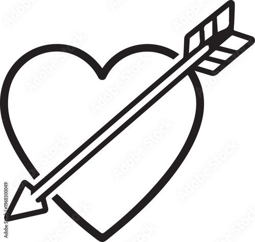 A graphic heart pierced by an arrow, a modern depiction of love. A graphic design expressing the message of the day, conveying a sense of devotion and emotion.