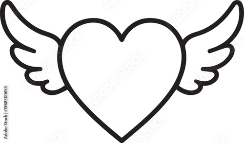 A simple yet elegant illustration of a heart adorned with delicate wings, symbolizing love, freedom, and the lightness of the spirit.
