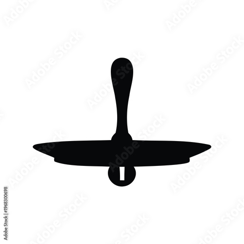 Elegant black silhouette of a spinning top, toy, and game with stand