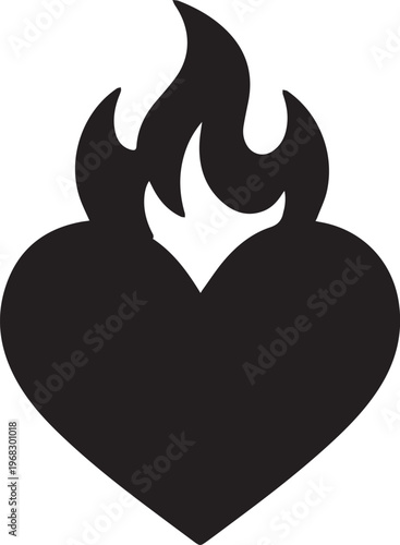 A symbolic graphic showcasing a flaming heart, a striking illustration of passion and energy.