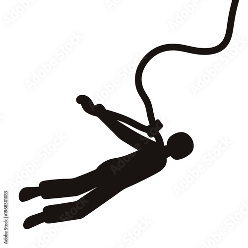 Silhouette depicting a person experiencing the thrill of bungee jumping adventure