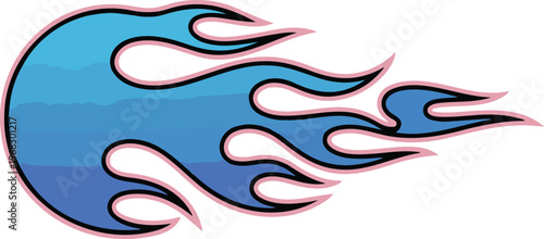 Stylized vector illustration of speed flames in blue and pink color palette featuring a minimalist aesthetic for sports and automotive branding.