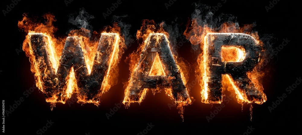 Obraz premium War 3 text in burning fire style. Generative AI technology.