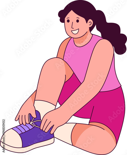 Woman Tying Shoelaces for Workout