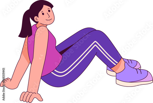 Woman Sitting After Workout Session