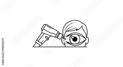 Doctor examines an eye with an ophthalmoscope