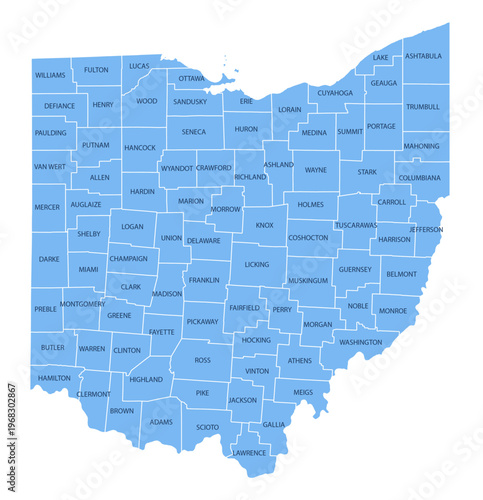 Photos Ohio County Map, Detailed Vector Illustration of USA Administrative Boundaries