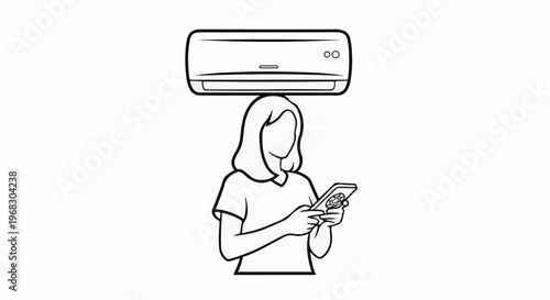 Person with remote controls air conditioner for comfort