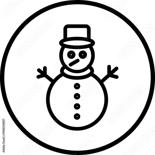 Snowman Line Icon Style