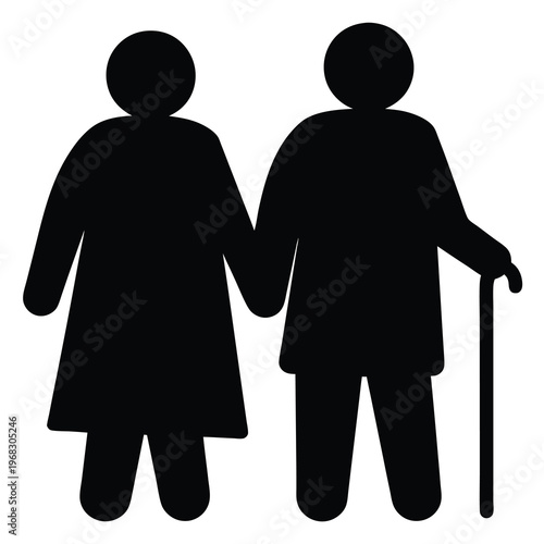 Elderly couple holding hands, showing love and support in older age