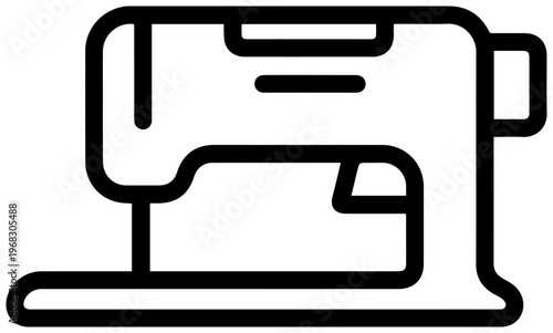 Minimalist black line art icon representing an electric sewing machine symbolizing craftsmanship diy projects tailoring and the textile industry perfect for creative workshops