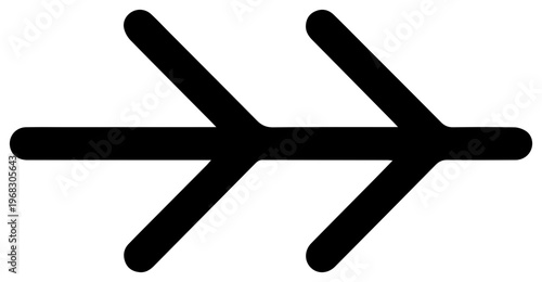 Minimalist black abstract symbol representing two opposing arrows converging into a single unified direction conveying concepts of connection agreement and synergy on a clean