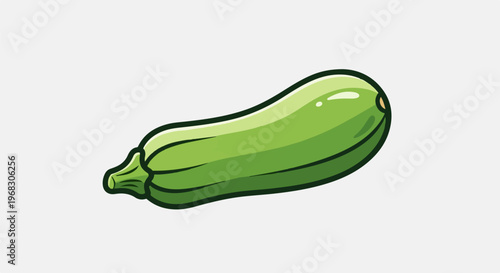 A stylized green zucchini with dark outlines and subtle shading