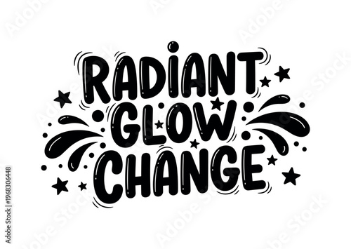 Radiant Glow Change. lettering and all elements in black. Vector style. AWhite background. Pure white background. Perfect isolation and visual consistency.