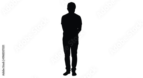 A full body depiction of a man standing with arms crossed silhouette
