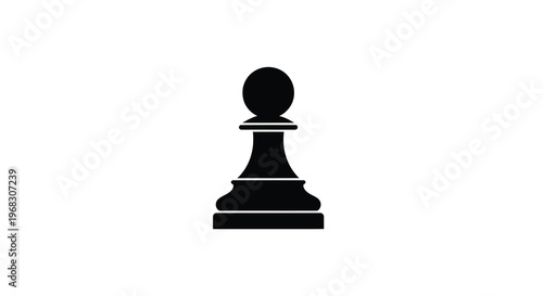 Bilde på lerret A stark black silhouette of a chess pawn is centered against a plain white backg