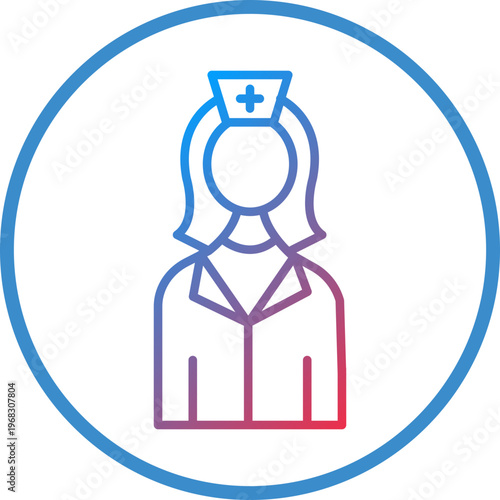Lady Doctor Line Icon Style