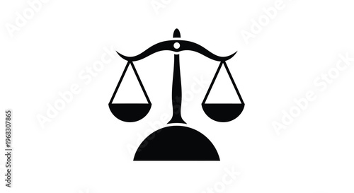 A simple black and white illustration depicts a traditional balance scale symbolizing justice high quality professional