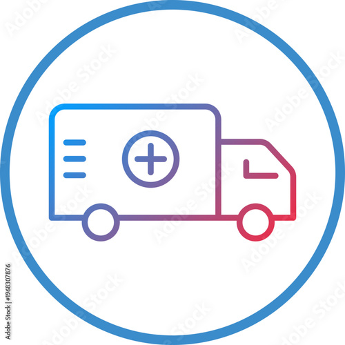 Ambulance Line Icon Style