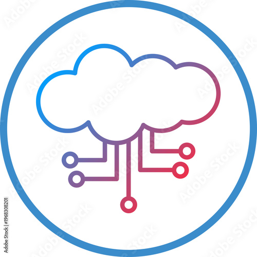Cloud Computing Line Icon Style